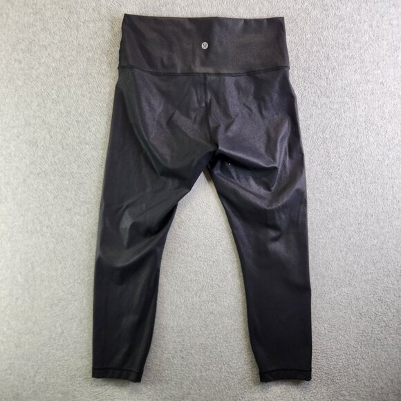 Lululemon Leggings Womens 8 Wunder Under High-Rise Crop 23" Foil Matte Black - Picture 3 of 16